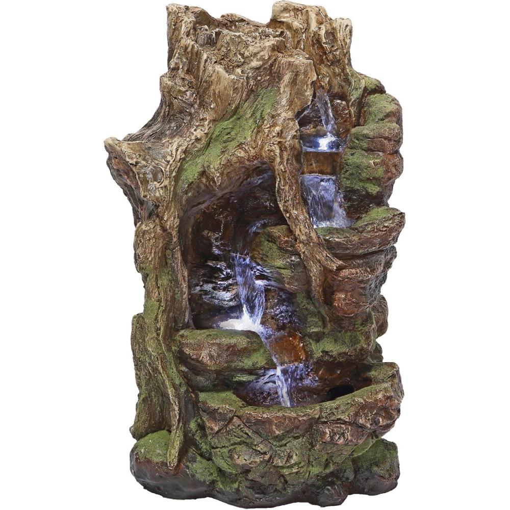 imageDesign Toscano QN164017 Water Fountain with LED Light  Willow Bend Garden Decor Fountain  Outdoor Water Feature Multicolored 10quotW x 10quotD x 18quotHMulticolored