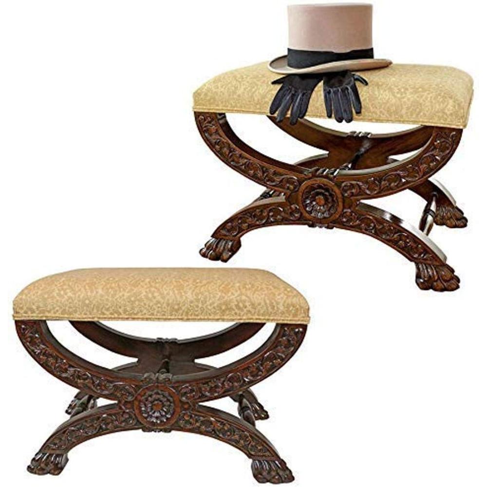 imageDesign Toscano Renaissance Curulis Ottoman Stool walnutSet of 2