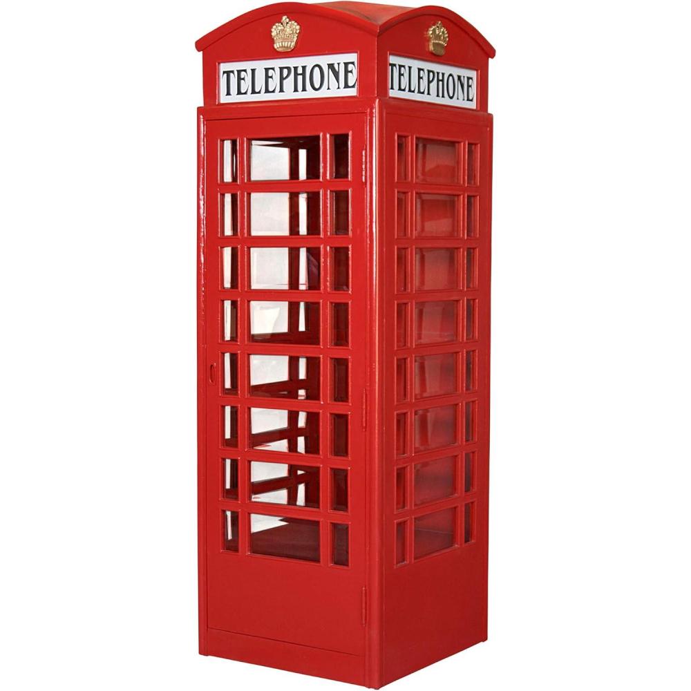 imageDesign Toscano Replica British Telephone Booth 94 Inch Hardwood and Glass Red Finish