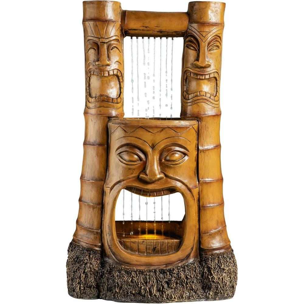 imageDesign Toscano SH5382465 Tiki Gods of Hawaiian Islands LED Garden Fountain 38 Inch Brown