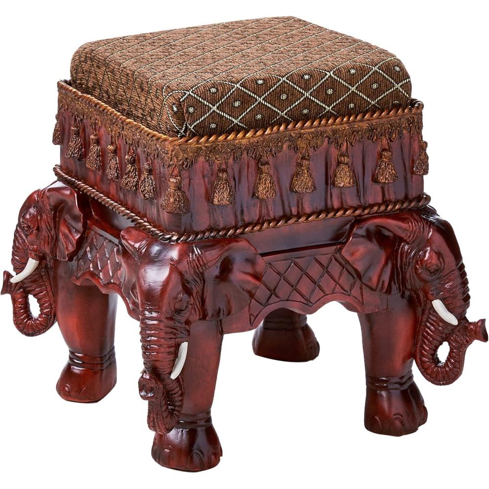 imageDesign Toscano SP16060 Three Elephants of Timbe Sculptural End TableBrownFootstool