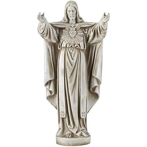 imageDesign Toscano Sacred Heart Holy Religious Garden Statue 10 inches Wide 22 inches Tall Cast Stone Resin Antique Stone FinishAntique Stone