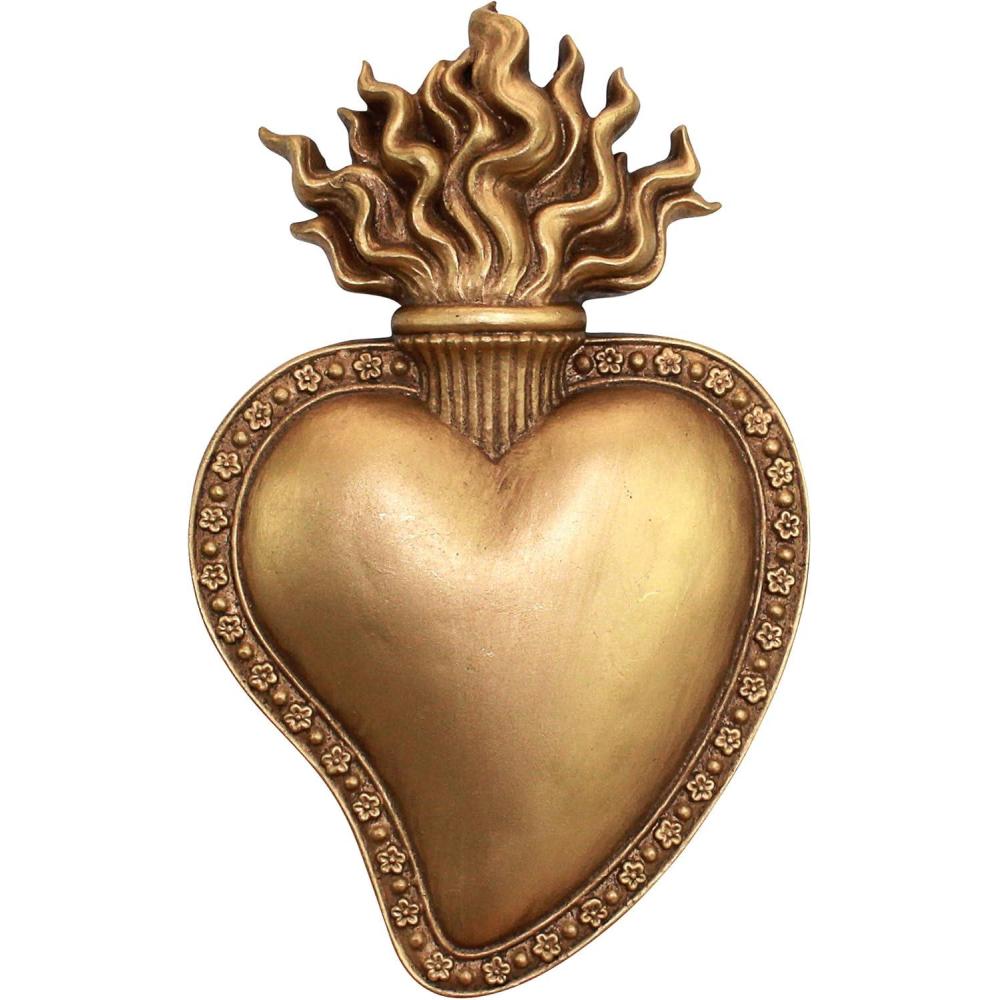imageDesign Toscano Sacred Heart Holy Religious Garden Statue 10 inches Wide 22 inches Tall Cast Stone Resin Antique Stone FinishGold