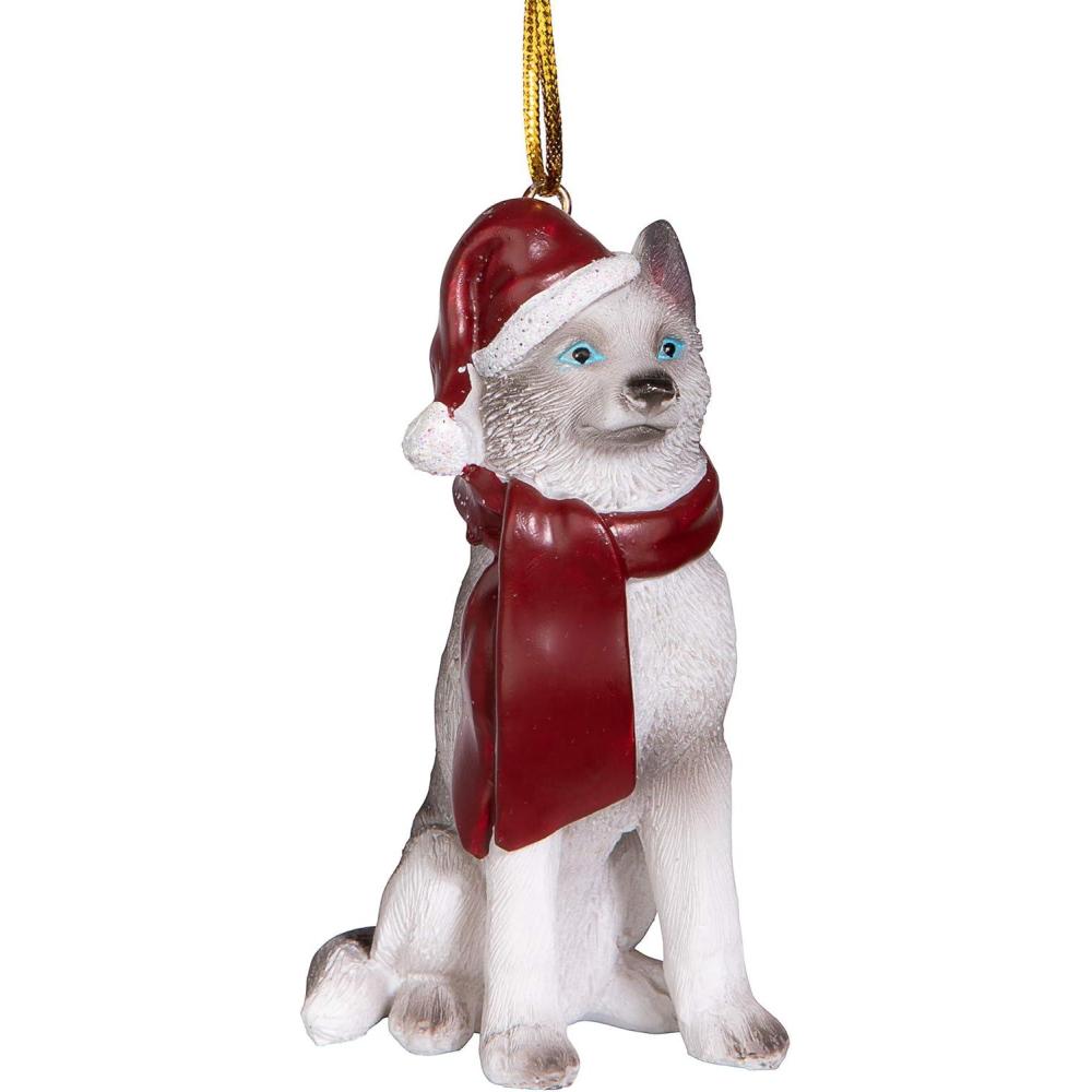 imageDesign Toscano Siberian Husky Holiday Dog Christmas Tree Ornament Xmas Decorations 3 Inch Full ColorSiberian Huskey