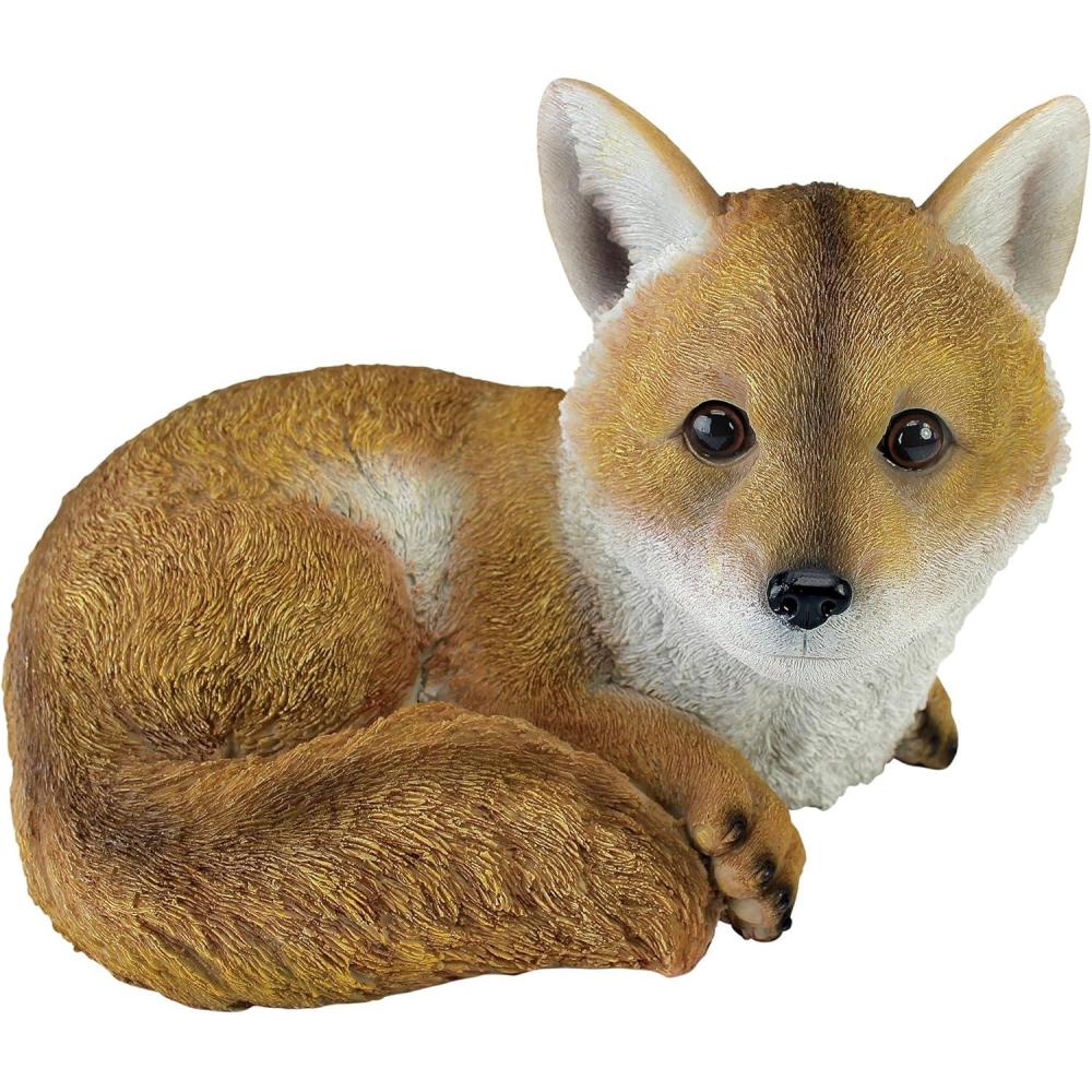 imageDesign Toscano Simon The Woodland Fox IndoorOutdoor Garden Statue for Patio Pool or Lawn 18 Inch Tall Cast Stone Resin Red Orange PaintDiablo