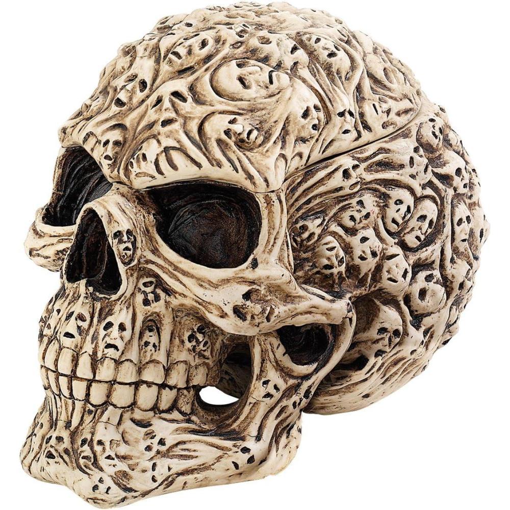 imageDesign Toscano Skulls Soul Ghosts Jewelry Stash Box Halloween Decor 4 inches wide 6 inches tall Cast Stone Resin Full Color Paint