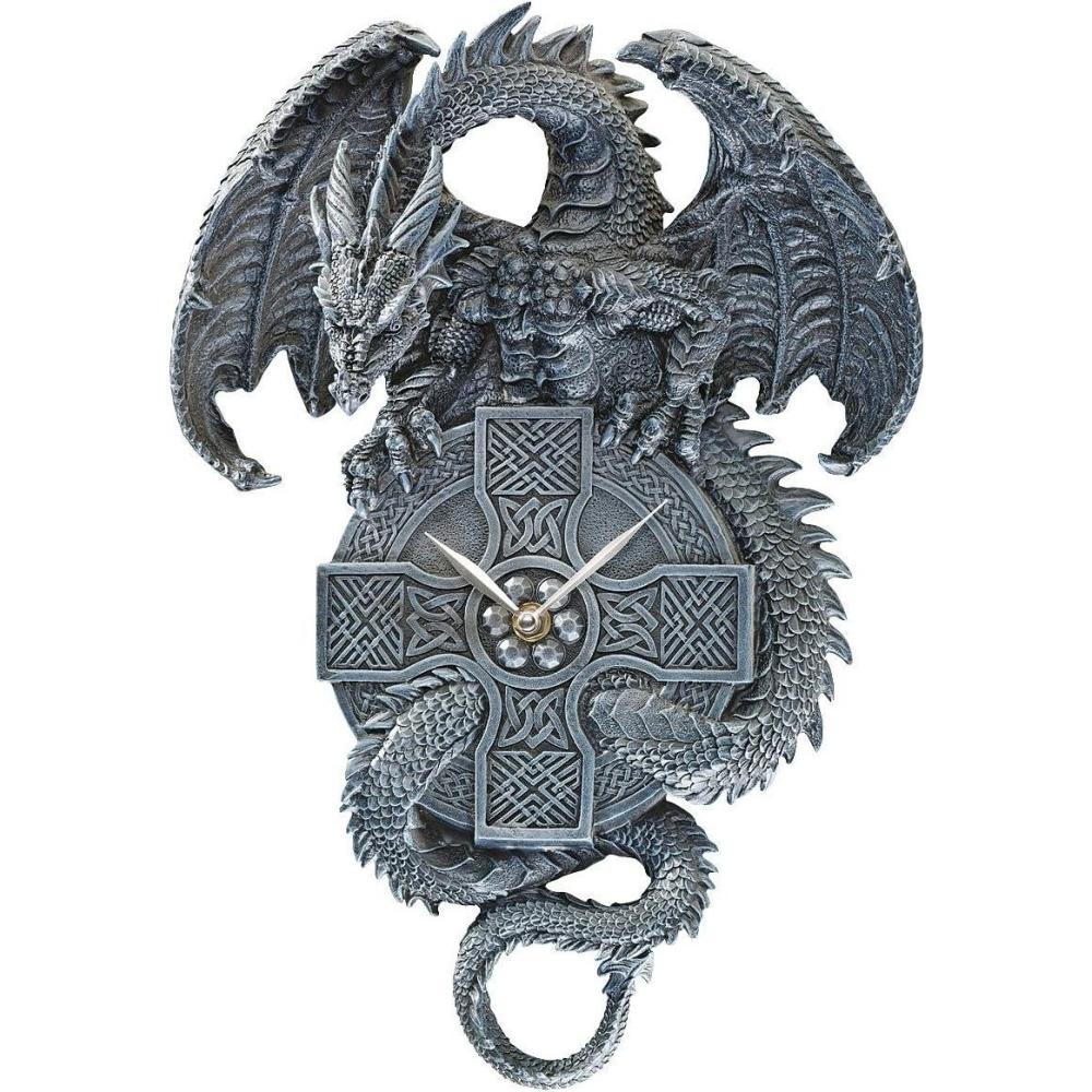 imageDesign Toscano The Celtic Timekeeper Sculptural Dragon Wall Clock