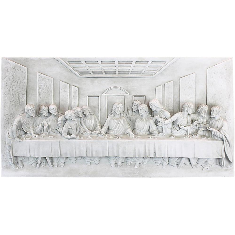 imageDesign Toscano The Last Supper Religious Wall Plaque Sculpture 23 Inch Wide 12 Inch Tall Cast Stone Resin Antique Stone FinishBy Da Vinci