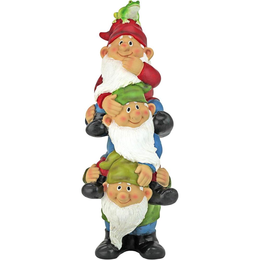 imageDesign Toscano Tower of Three Gnomes and Frog StatueTower Of 3 And A Frog