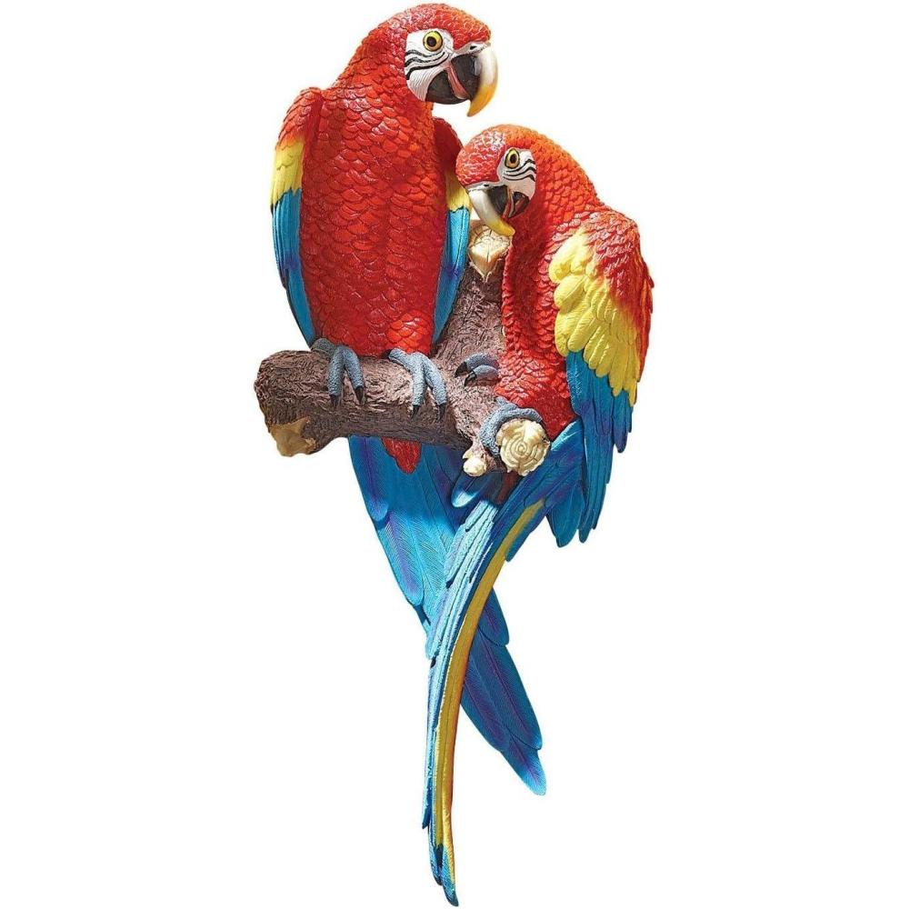 imageDesign Toscano Tropical Scarlet Macaws Wall Sculpture 22 Inch Polyresin Full ColorTropical Scarlet Macaws