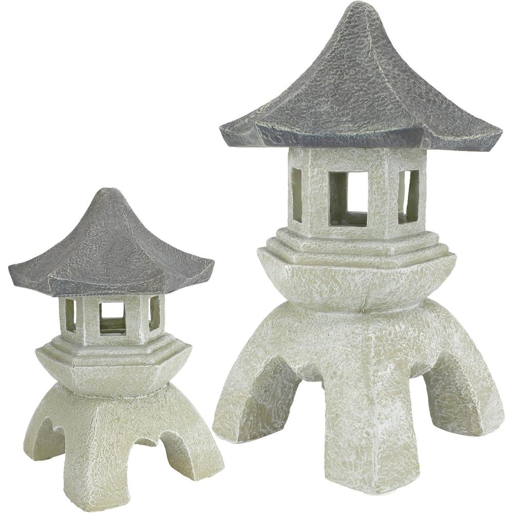 imageDesign toscano ng29870 asian decor pagoda lantern indooroutdoor statue 11 inches wide 11 inches deep 17 inches high handcast polyresin two tone stone finishTwotone Stone