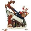 Christmas Decorations – German Kris Kringle Santa Claus Collector Die Cast Iron Still Action Coin Bank – Savings Bank – Piggy Bank(Santa’s Sleigh)