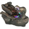 Coastal Decor Water Fountain with LED Light – Pelican’s Seashore Roost Garden Decor Fountain – Outdoor Water Feature, Full Color(Curious Sea Otters)