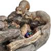 Coastal Decor Water Fountain with LED Light – Pelican’s Seashore Roost Garden Decor Fountain – Outdoor Water Feature, Full Color(Curious Sea Otters)