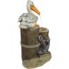 Coastal Decor Water Fountain with LED Light – Pelican’s Seashore Roost Garden Decor Fountain – Outdoor Water Feature, Full Color(Pelicans Seashore Roost)