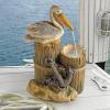 Coastal Decor Water Fountain with LED Light – Pelican’s Seashore Roost Garden Decor Fountain – Outdoor Water Feature, Full Color(Pelicans Seashore Roost)