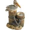 Coastal Decor Water Fountain with LED Light – Pelican’s Seashore Roost Garden Decor Fountain – Outdoor Water Feature, Full Color(Pelicans Seashore Roost)