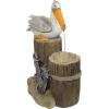 Coastal Decor Water Fountain with LED Light – Pelican’s Seashore Roost Garden Decor Fountain – Outdoor Water Feature, Full Color(Pelicans Seashore Roost)