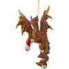Design Toscano Blitzer the T Rex Dinosaur Christmas Tree Ornament, 5 Inch Long, Cast Stone Resin with Glass Ball, Green Glitter Finish(Cane and Abel)
