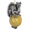 Design Toscano Blitzer the T Rex Dinosaur Christmas Tree Ornament, 5 Inch Long, Cast Stone Resin with Glass Ball, Green Glitter Finish(Celtic Dragon)