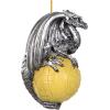 Design Toscano Blitzer the T Rex Dinosaur Christmas Tree Ornament, 5 Inch Long, Cast Stone Resin with Glass Ball, Green Glitter Finish(Celtic Dragon)