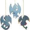 Design Toscano Blitzer the T Rex Dinosaur Christmas Tree Ornament, 5 Inch Long, Cast Stone Resin with Glass Ball, Green Glitter Finish(Dragons of Talbooth)