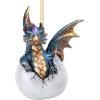 Design Toscano Blitzer the T Rex Dinosaur Christmas Tree Ornament, 5 Inch Long, Cast Stone Resin with Glass Ball, Green Glitter Finish(Hard Boiled)