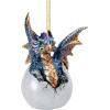 Design Toscano Blitzer the T Rex Dinosaur Christmas Tree Ornament, 5 Inch Long, Cast Stone Resin with Glass Ball, Green Glitter Finish(Hard Boiled)