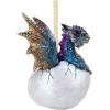 Design Toscano Blitzer the T Rex Dinosaur Christmas Tree Ornament, 5 Inch Long, Cast Stone Resin with Glass Ball, Green Glitter Finish(Hard Boiled)