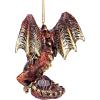 Design Toscano Blitzer the T Rex Dinosaur Christmas Tree Ornament, 5 Inch Long, Cast Stone Resin with Glass Ball, Green Glitter Finish(Light Dragon)