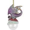 Design Toscano Blitzer the T Rex Dinosaur Christmas Tree Ornament, 5 Inch Long, Cast Stone Resin with Glass Ball, Green Glitter Finish(North Pole)
