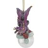 Design Toscano Blitzer the T Rex Dinosaur Christmas Tree Ornament, 5 Inch Long, Cast Stone Resin with Glass Ball, Green Glitter Finish(North Pole)