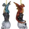 Design Toscano Blitzer the T Rex Dinosaur Christmas Tree Ornament, 5 Inch Long, Cast Stone Resin with Glass Ball, Green Glitter Finish(Skull Hollow)
