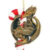 Design Toscano Blitzer the T Rex Dinosaur Christmas Tree Ornament, 5 Inch Long, Cast Stone Resin with Glass Ball, Green Glitter Finish(Sweet Tooth)