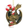 Design Toscano Blitzer the T Rex Dinosaur Christmas Tree Ornament, 5 Inch Long, Cast Stone Resin with Glass Ball, Green Glitter Finish(Sweet Tooth)