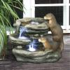 Design Toscano DW97060 Water Fountain with LED Light – Bright Waters Otters Garden Decor Fountain – Outdoor Water Feature,antique stone(Bright Waters Otters)