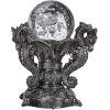 Design Toscano Dragons of Corfu Castle Gothic Decor Statue Globe Figurine, 5 Inch, Polyresin and Glass, Silver Chrome(Old World)