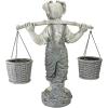 Design Toscano Flowers for Felicity Little Girl Garden Statue with Basket Planters, Medium, 25 Inches Tall, Cast Stone Resin, Two Tone Stone Finish