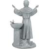 Design Toscano Francis of Assisi Blessing Religious Garden Decor Statue with Bird Bath Feeder, 19 inches Tall, Cast Stone Resin, Gray Stone Finish(Greystone)