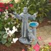 Design Toscano Francis of Assisi Blessing Religious Garden Decor Statue with Bird Bath Feeder, 19 inches Tall, Cast Stone Resin, Gray Stone Finish(Greystone)
