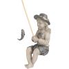 Design Toscano Frederic the Little Fisherman of Avignon Boy Fishing Garden Statue, 15 Inch Tall, Cast Stone Resin, Two Tone Stone Finish(Medium Nellies Big Catch)