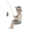 Design Toscano Frederic the Little Fisherman of Avignon Boy Fishing Garden Statue, 15 Inch Tall, Cast Stone Resin, Two Tone Stone Finish(Medium Nellies Big Catch)