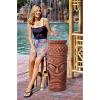 Design Toscano Grand Tiki Face Kanaloa Teeth Indoor/Outdoor Side Table Statue, Patio, Bar, Den, 20 inch tall, Cast Stone Resin, Woodtone Finish(Faux Woodtone Finish)