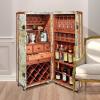 Design Toscano Italian-Style World Map Cocktail Bar Steamer Trunk, 49.5 Inch, full color