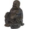 Design Toscano Jolly Hotei Laughing Man Asian Decor Indoor/Outdoor Garden Statue, 26 inches tall, Cast Stone Resin, Two Tone Stone Finish(Medium Laughing Buddha Happy Hotei)