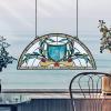 Design Toscano Lady Astor Demi-Lune Stained Glass Window Hanging Panel, 32 Inch, Amethyst Moon, 0.50″ x 33.50″(Heraldic Blue)