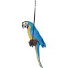 Design Toscano Polly in Paradise Parrot Hanging Bird Ring Perch Indoor/Outdoor Statue, Medium 14 Inch Tall, Cast Stone Resin, Blue Yellow Finish