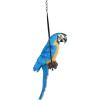 Design Toscano Polly in Paradise Parrot Hanging Bird Ring Perch Indoor/Outdoor Statue, Medium 14 Inch Tall, Cast Stone Resin, Blue Yellow Finish