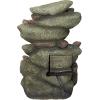 Design Toscano QN164017 Water Fountain with LED Light – Willow Bend Garden Decor Fountain – Outdoor Water Feature, Multicolored, 10½”W x 10″D x 18″H(Faux Stone)