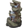 Design Toscano QN164017 Water Fountain with LED Light – Willow Bend Garden Decor Fountain – Outdoor Water Feature, Multicolored, 10½”W x 10″D x 18″H(Faux Stone)